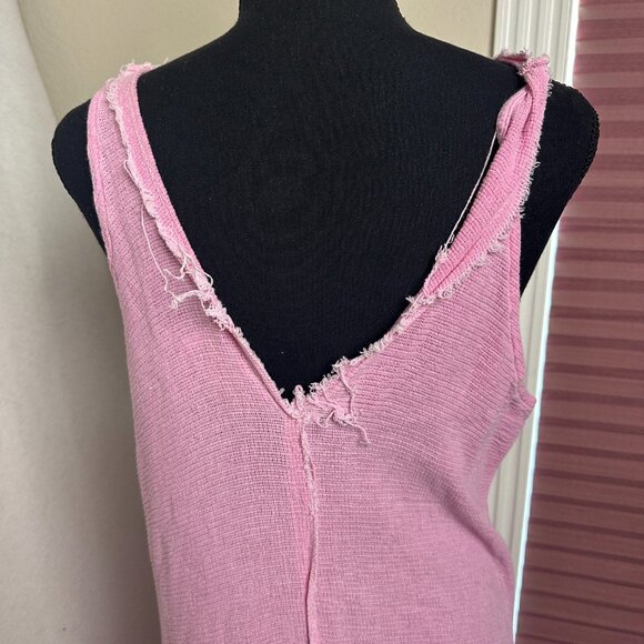 Brand Bazar dress pink sz M/L Linen blend Sleeveless Loose Maxi Raw Edge Italy - Picture 5 of 8